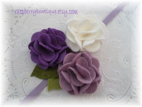 Items similar to Baby Headbands Felt flower headband Wool Felt Flower ...