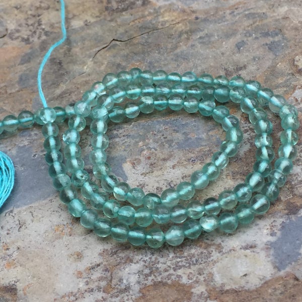 Round Apatite Beads, Aqua Apatite Beads, smooth, 3mm, 13 inch strand