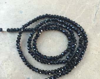 Black Spinel Faceted Rondelles, 2.5 mm, 16 inch strand