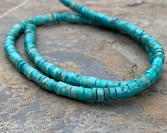 Turquoise Heishi Beads, 4 to 4.5 x 2mm approximately, 15 inch strand