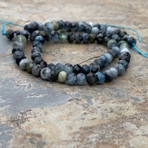 Blue Green Kyanite Faceted Rondelle Beads, 5.5 x 4.5mm, 15 inch strand