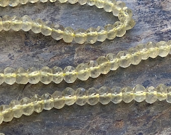 Faceted Lemon Quartz Beads, Rondelles, 4mm, 14 inch strand