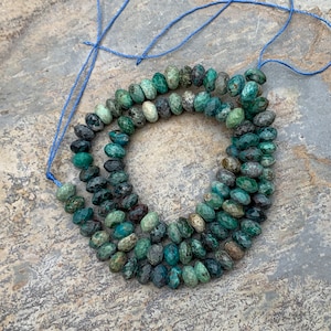 Fynchenite Chrysocolla Rondelles, Faceted, 7 x 4mm, 16 inch strand