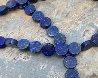 Lapis Lazuli Coin Beads, 7 x 3mm, 15 inch strand