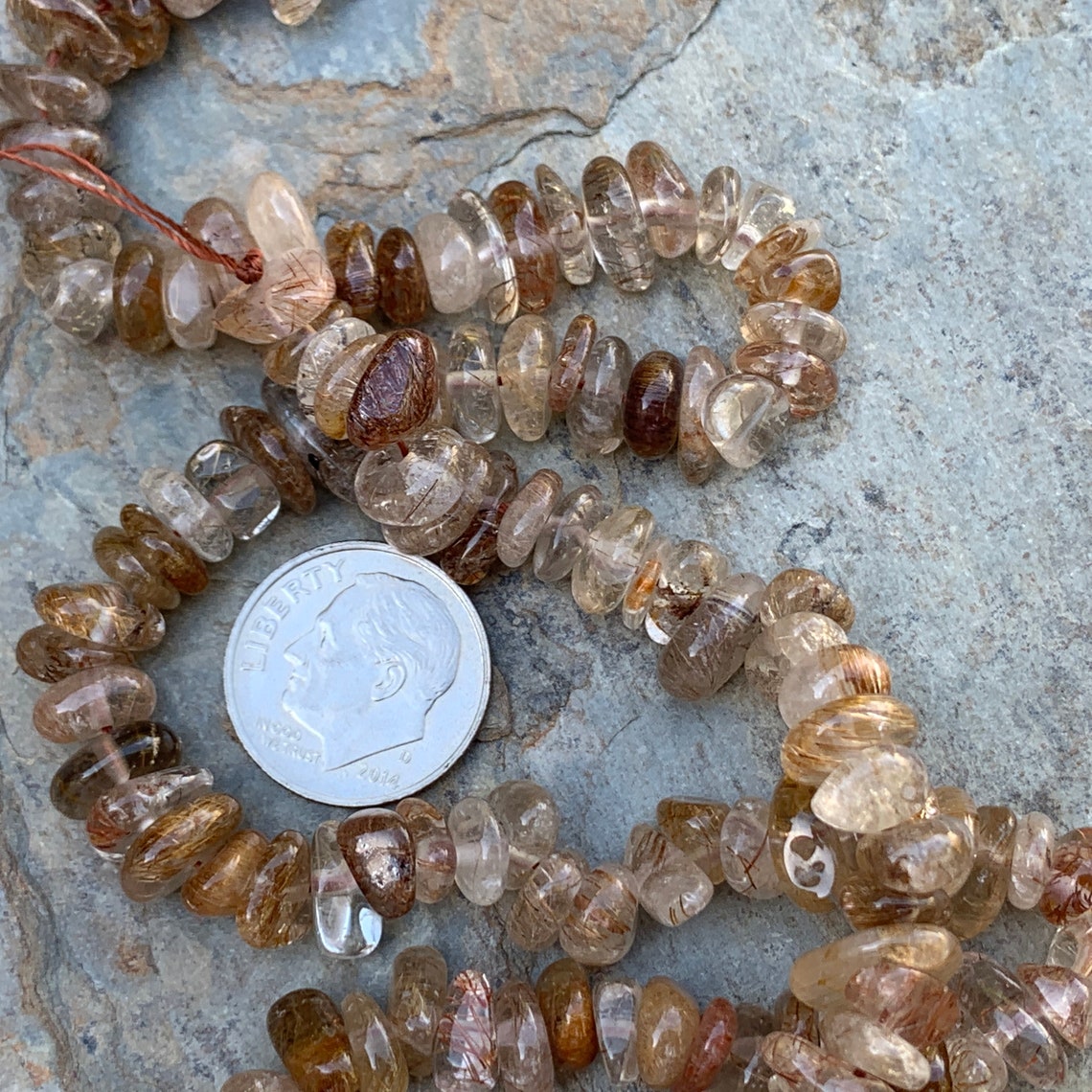 Rutilated Quartz Chips 7 x 3mm approx. 17 inch strand Etsy