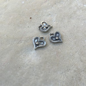 Sterling Silver Heart Charms, 3 charms, 11 x 9mm
