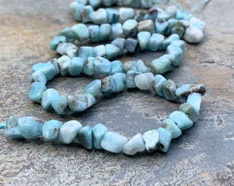 Larimar Pebble Beads, 4 to 5mm, 16 inch strand