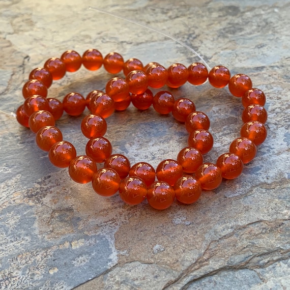 Perline Di Corniola Naturali 8 Mm – Filo Da 38 Cm Per Gioielli Fai Da Te, Collane, Bracciali, Chakra