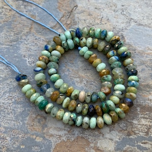Multi Colored Chrysocolla Faceted Rondelles, 7 x 4mm, 16 inch strand