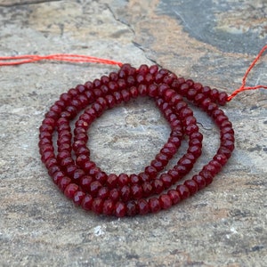 Ruby Jade Rondelles, Faceted, 3.5 x 2mm, 15 inch strand