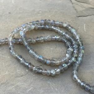 Faceted Labradorite Rondelles, 13 inch strand, 3mm