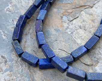 Lapis Lazuli Rectangle Beads, Choose your size, 16 inch strand