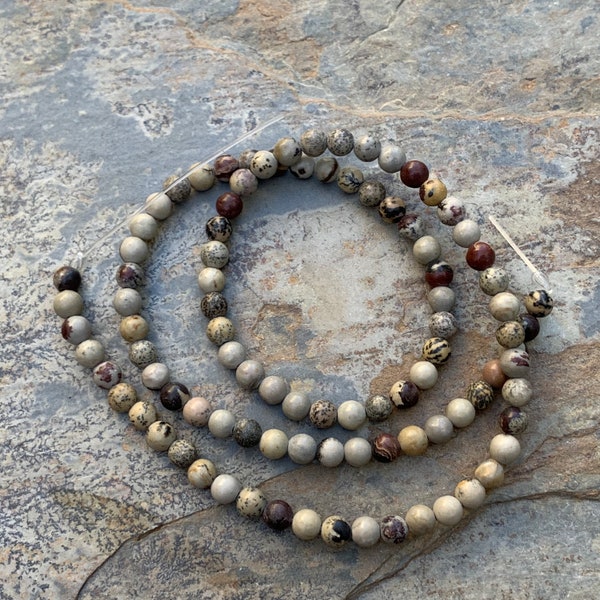 Crazy Horse Stone Beads, Round, 4mm, 15 inch strand