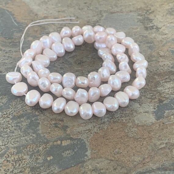 Pale Pink Pearl Beads Flat Sided and Irregular 15.5 Inch Strand 8.5 X 5mm Approximately Etsy