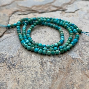 Small Blue Turquoise Beads, 2mm, faceted, 16 inches