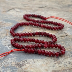 Ruby Jade Rondelles, Faceted, 4 x 3mm, 14 inch strand