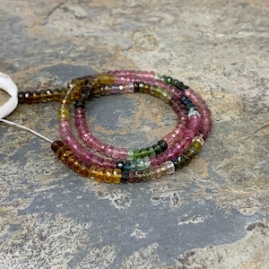 Watermelon Tourmaline Faceted Rondelle Beads, 3.5 mm, 14.5 inch strand