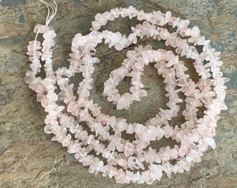Rose Quartz Chip Beads, 34 inch strand, 5 to 6mm