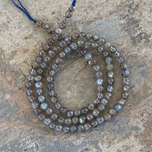 Round Labradorite Beads, 3.5 to 4mm, 16 inch strand