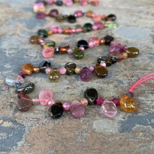 Multi-Colored Tourmaline Teardrop Beads: 15-inch Strand