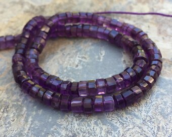 Amethyst Disk Beads, Grade A, 5mm, 13 inch strand