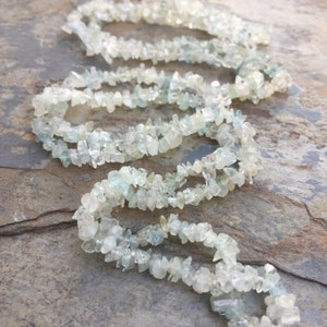 Aquamarine Chip Beads, 33 inch strand, 4mm approx.