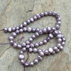 Lavender Purple Pearl Beads, Irregular Shaped Potato Pearls, 6 x 4mm, 14.5 inch strand