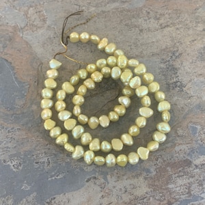 Yellow Irregular Pearl Beads, 16 inch strand, 7 x 5 x 4mm approx.