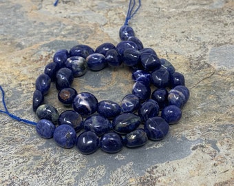 Sodalite Nugget Beads, 11 x 8 approx, 15 inch strand