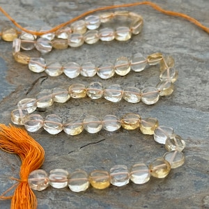 Citrine Coin Beads, 14 inch strand, 6.5mm approx.