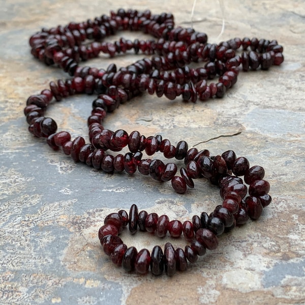 Garnet Pebble Chip Beads, 6mm approximately, 32 inch strand