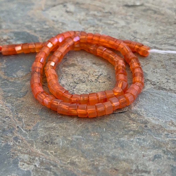Carnelian Wheel Beads, hand faceted, 13 inch strand, 4.5mm