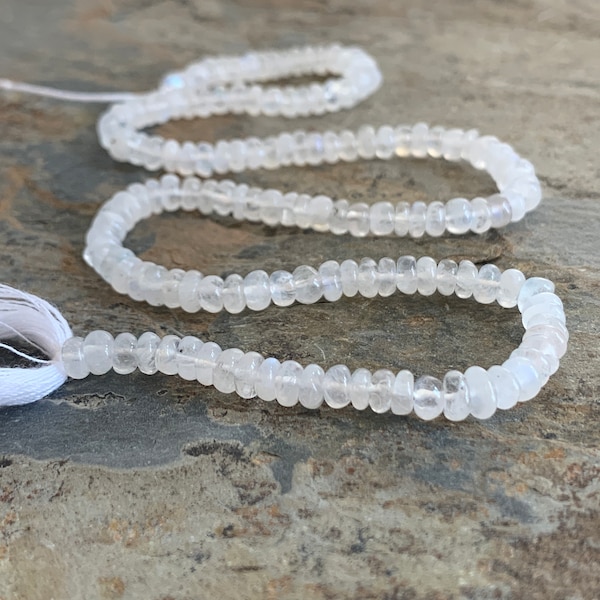 Rainbow Moonstone Rondelles, Moonstone Beads, Choose 3.5 or 4.5mm, 13 inch strand