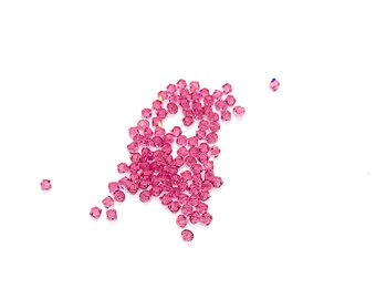 Rose Pink Bicone Crystal Beads, 4mm, 5301