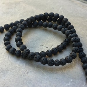Lava Beads, 4mm, 15 inch strand