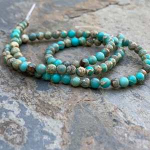 Perles de jaspe impérial en régalite, jaspe sédiment marin 4 mm sur fil 16 pouces