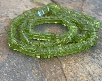 Peridot Square Heishi Beads, 4.5mm, 16.5 inch strand