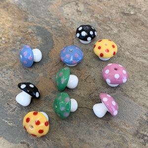 Mushroom Beads, Colorful Porcelain, 13 x14.5mm, 10 beads per package