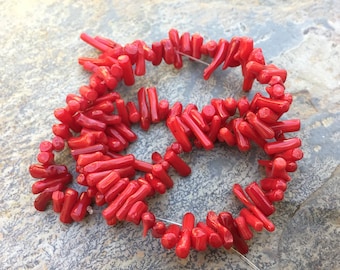 Red Branch Coral Beads, 8 to 15 mm, 15 inch strand