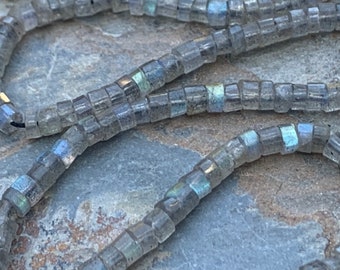 Labradorite Heishe Beads, Small, 2.5 to 3mm, 14 inch strand