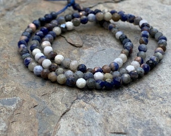 Round Sodalite Beads, Faceted,Muti toned, 3mm, 16 inch strand