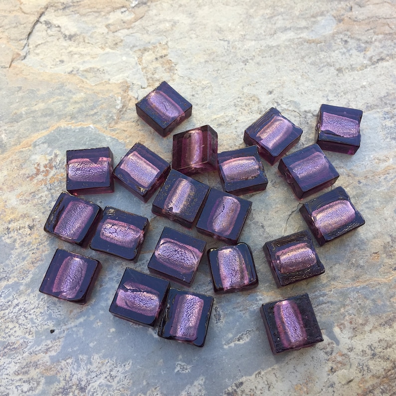 Square Purple Beads, 12mm, 20 beads per package image 1