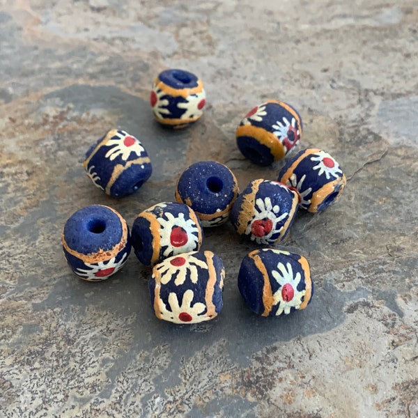 Southwest Style Krobo Beads, 10 beads per package, 14 x 13mm approximately