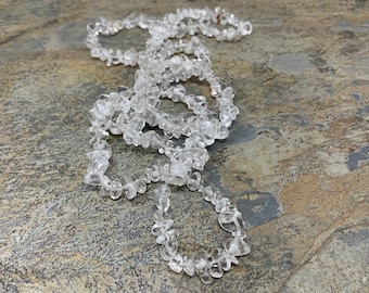 Crystal Quartz Chip Beads, 32 inch streng