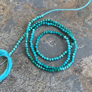 Tiny Micro Faceted Turquoise Round Beads, 13 inch strand, 1.5 to 2mm