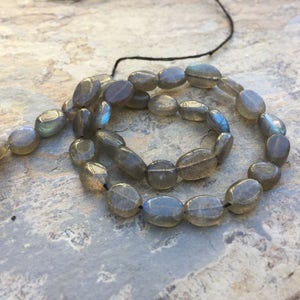 Labradorite Oval Beads, Blue Flash, labradorite Ovals, 10 to 12mm approximately, 13 inch strand