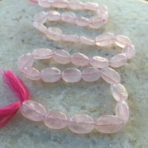 Rose Quartz Oval Beads, 13 inch strand, 9 to 11 x 6mm approx.