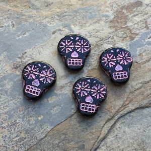 Sugar Skull Beads, Pink, 20 X 16mm