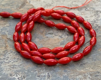 Bamboo Coral Rice Shaped Beads, 16 inch strand, 8 x 4mm