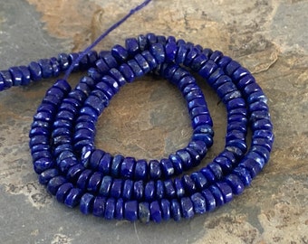 Lapis Lazuli Wheel Tyre Beads, 4.5mm (choose thickness) 14 inch strand